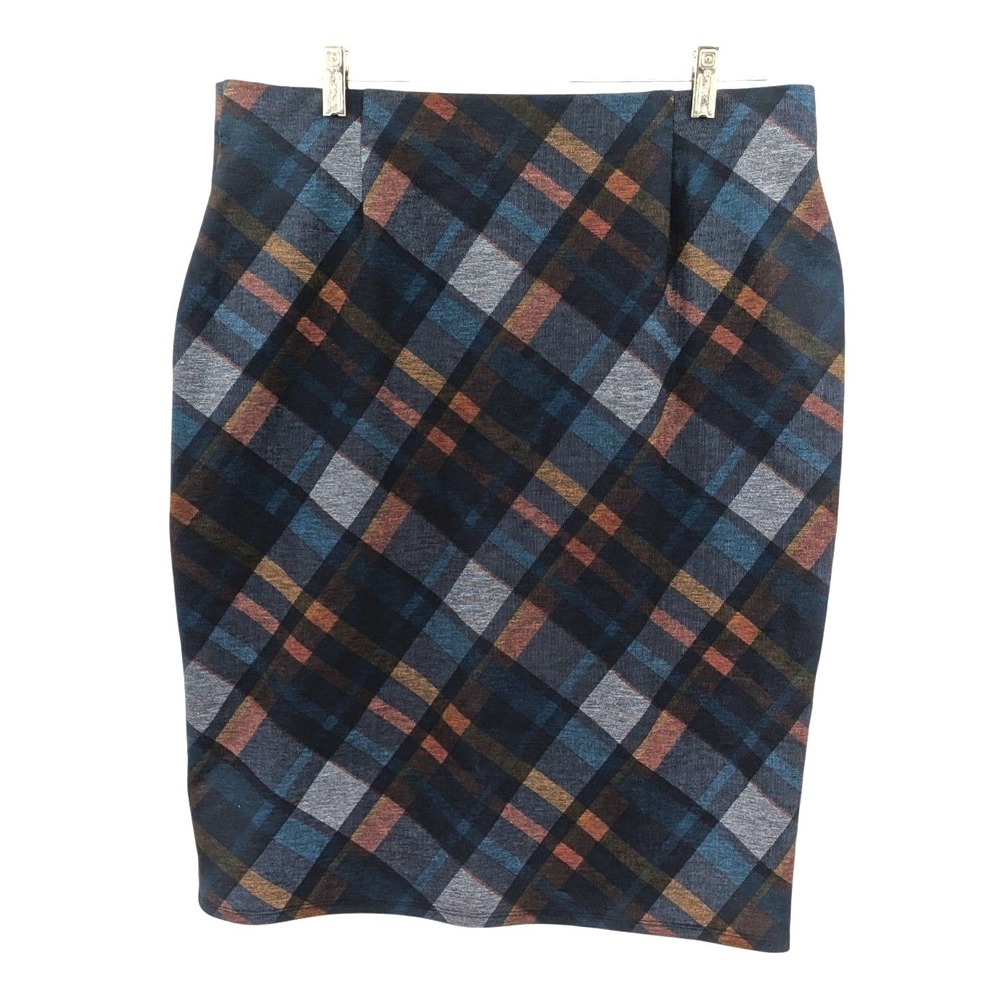 NYCC Plaid Pencil Skirt Stretch Career Dark Academia Preppy Size L